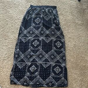 Printed maxi skirt, dark blue